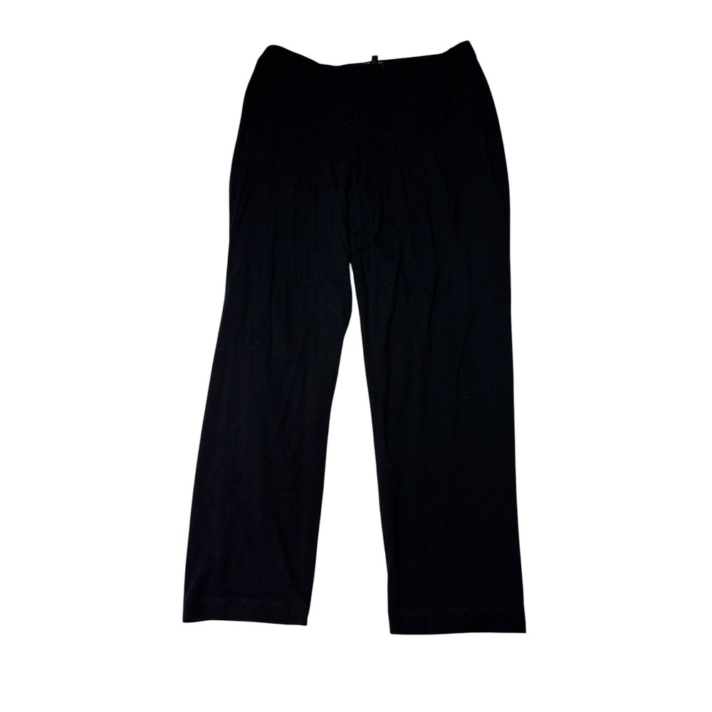 Eileen Fisher Black Viscose Jersey Knit Relaxed Straight Leg USA Womens M 31X28